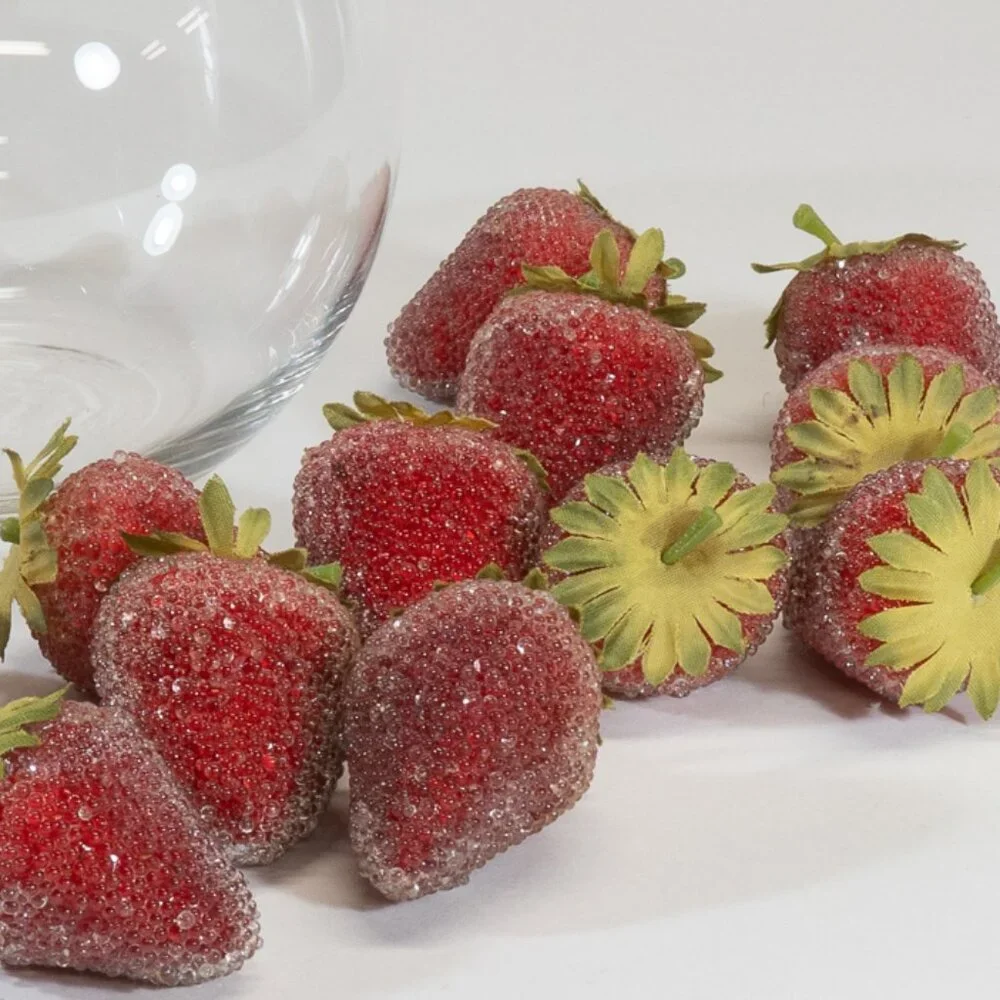 Pier One Imports Sugared Beaded Strawberries in Round Glass Bowl
